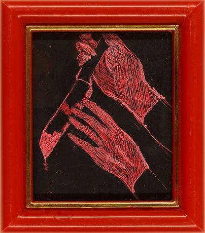 selfportrait (part.) - 2019 (oil pastels on paper - cm 8,5X10,5