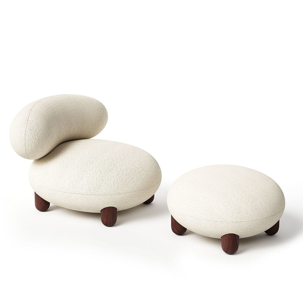 Thumbnail: Noom Flock Collection - Organic Pebble Lounge Chair & Minimalist Soft Seating 3D