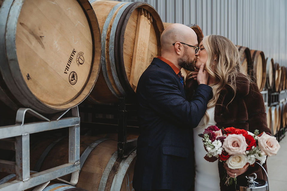 Bride and groom photos at Blackburn Brewery in Niagara Falls