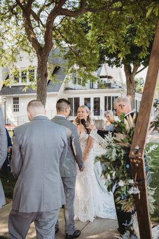 The bride and groom saying their vows