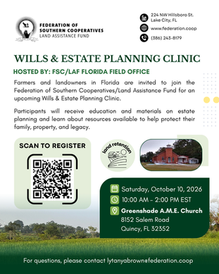 FSCLAF is hosting 2 Separate In-person Wills & Estate Planning Clinics! Florida ☀️
