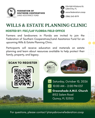 FSCLAF is hosting 2 Separate In-person Wills & Estate Planning Clinics! Florida ☀️
