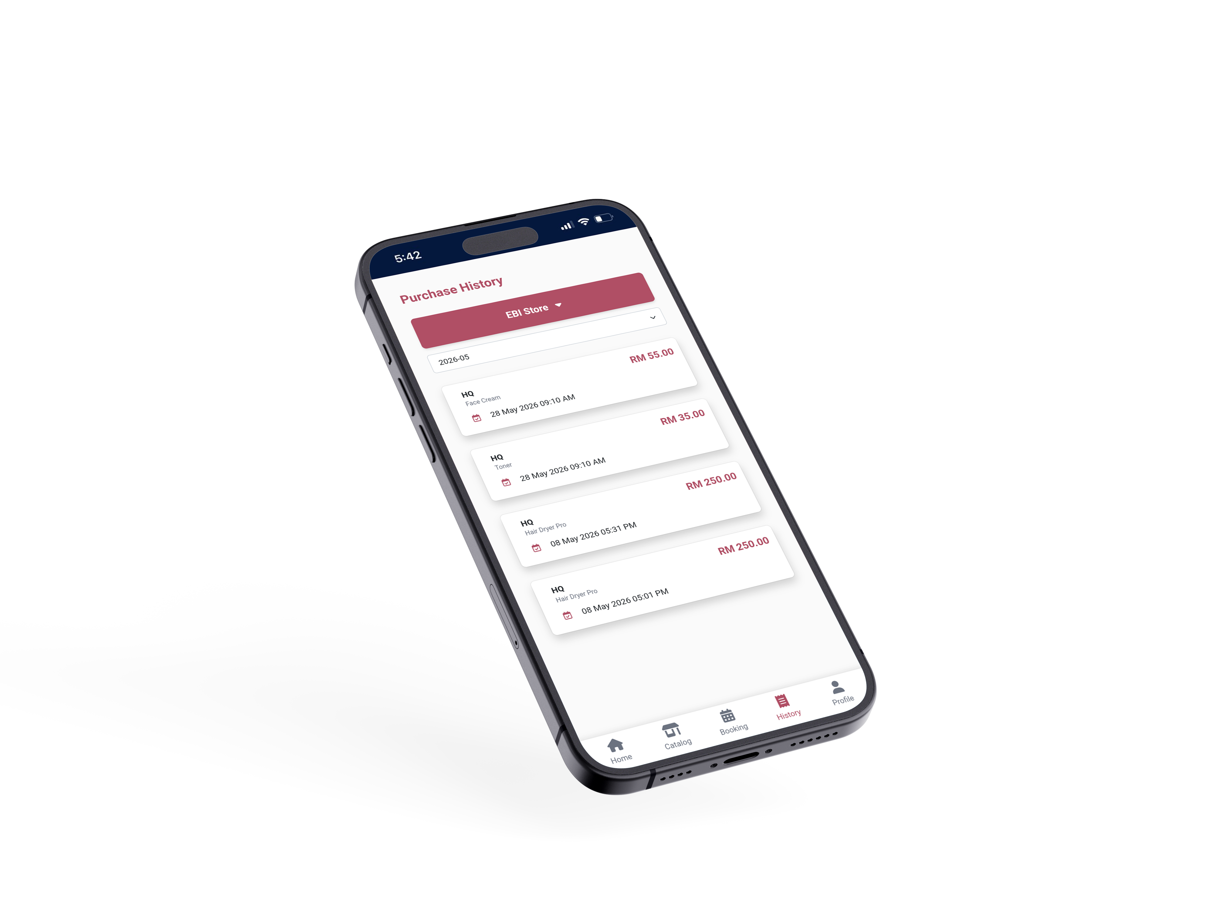 Purchase history in the SENANG Member App