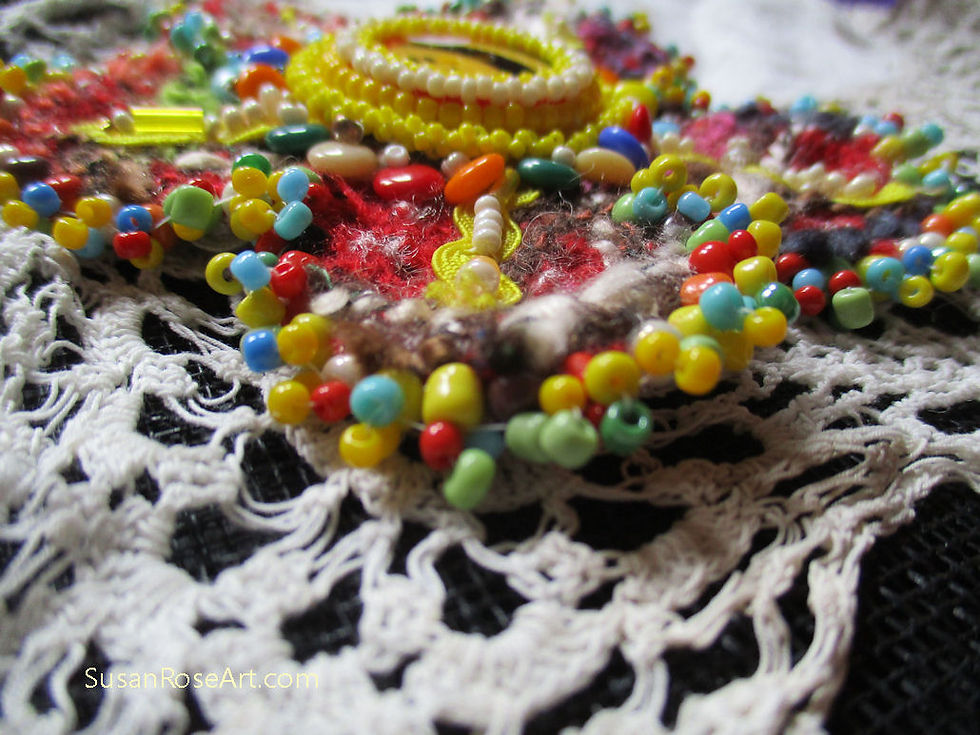 Thumbnail: Bizzzzzy Bee Textile & Beads Brooch