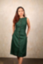 petite model wearing cotton midi dress