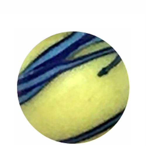 Murano Yellow Blue Stripe Oval Glass • 8mm • 170-08-198MU | Smoky Mountain Beads