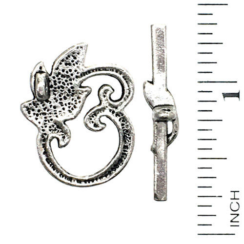 Thumbnail: 44TOG-37-2419-12 • Toggle Clasp • Leaves • 24x19mm • Antique Silver-Plated | Smoky Mountain Beads