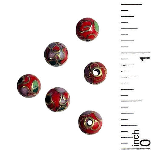 170CLSN-06-RED • Cloisonné Round Beads • Red • 6mm | Smoky Mountain Beads
