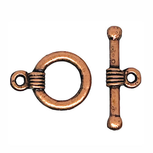 Thumbnail: 44TOG-70-151120-18 • Toggle Clasp • Round • 15x11mm • Antiqued Copper-Plated | Smoky Mountain Beads