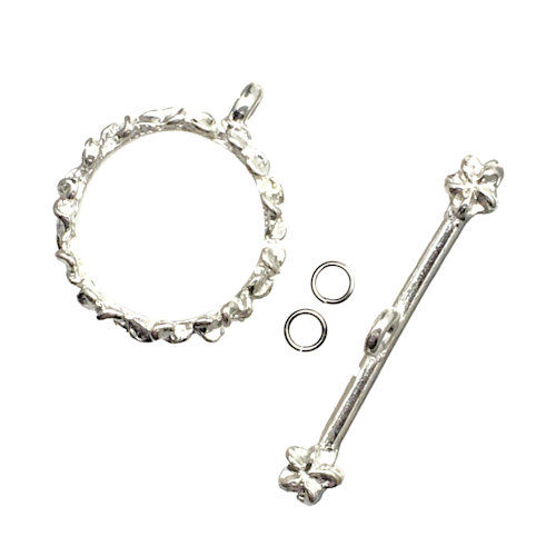 44TOG-3770-2118-11 • Toggle Clasp • Fancy Flower Round • 21x18mm • Silver-Plated | Smoky Mountain Beads