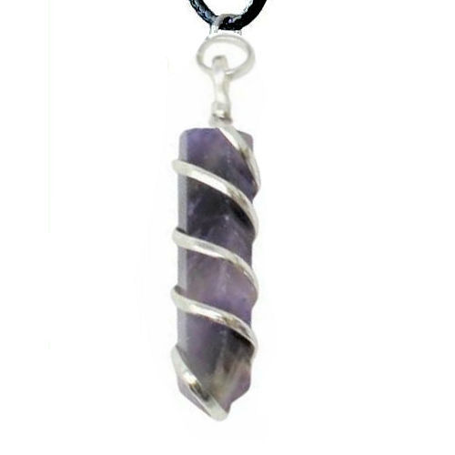 NE-51058AMT Amethyst Wire-Wrapped Point Necklace | SmokyMountainBeads.com