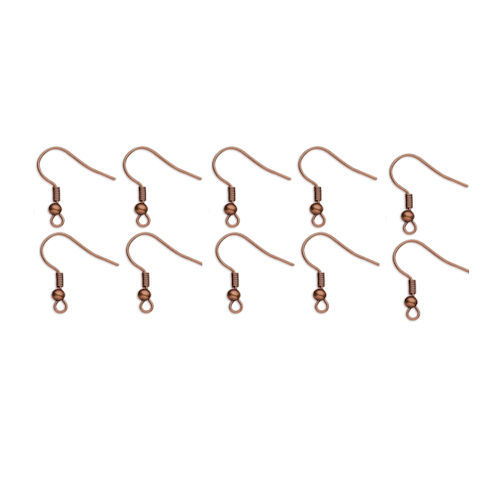 Thumbnail: 4ER-FH-1822BC-CP • Fishhook Ear Wires • Antiqued Copper • 18mm 22g | SmokyMountainBeads.com