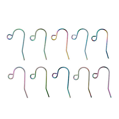 Thumbnail: 4ER-304-1322-48 • French  • Stainless Steel • Rainbow • 13mm 18G | SmokyMountainBeads.com