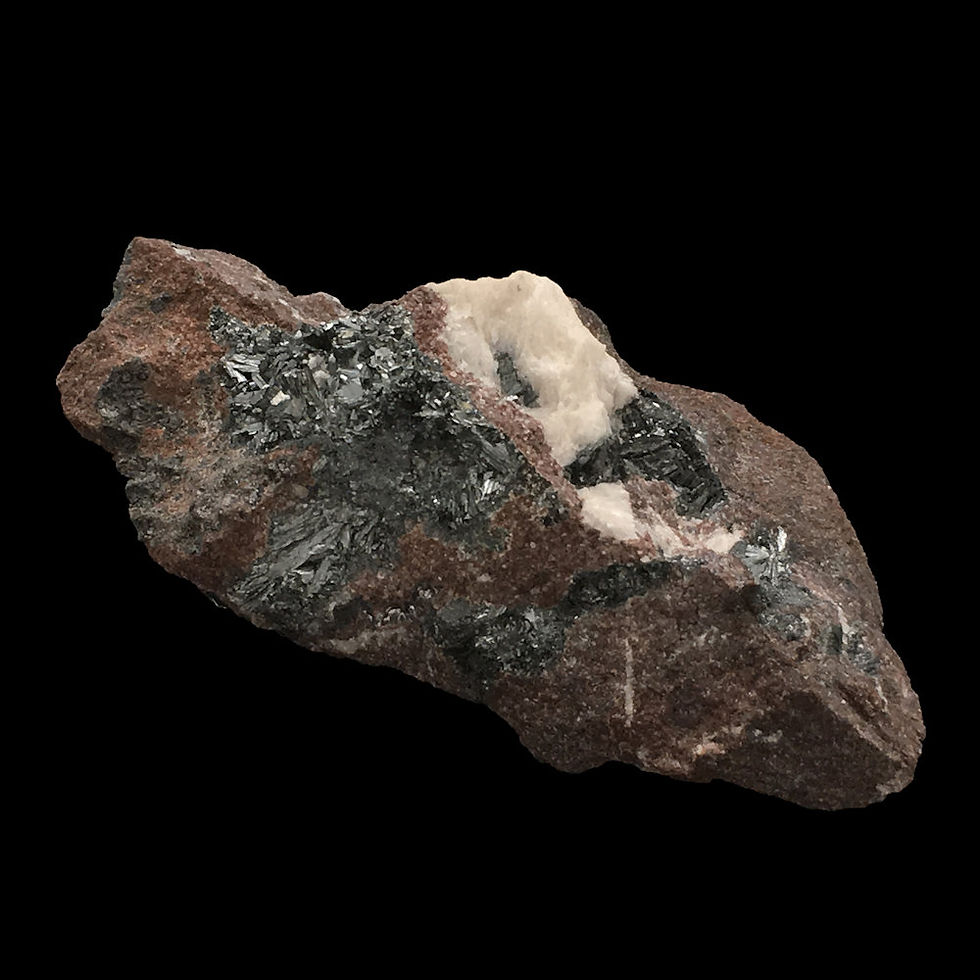 Thumbnail: Pyrolusite with Calcite on Barite • Morocco • 56.6 grams ~ 71x44x24mm