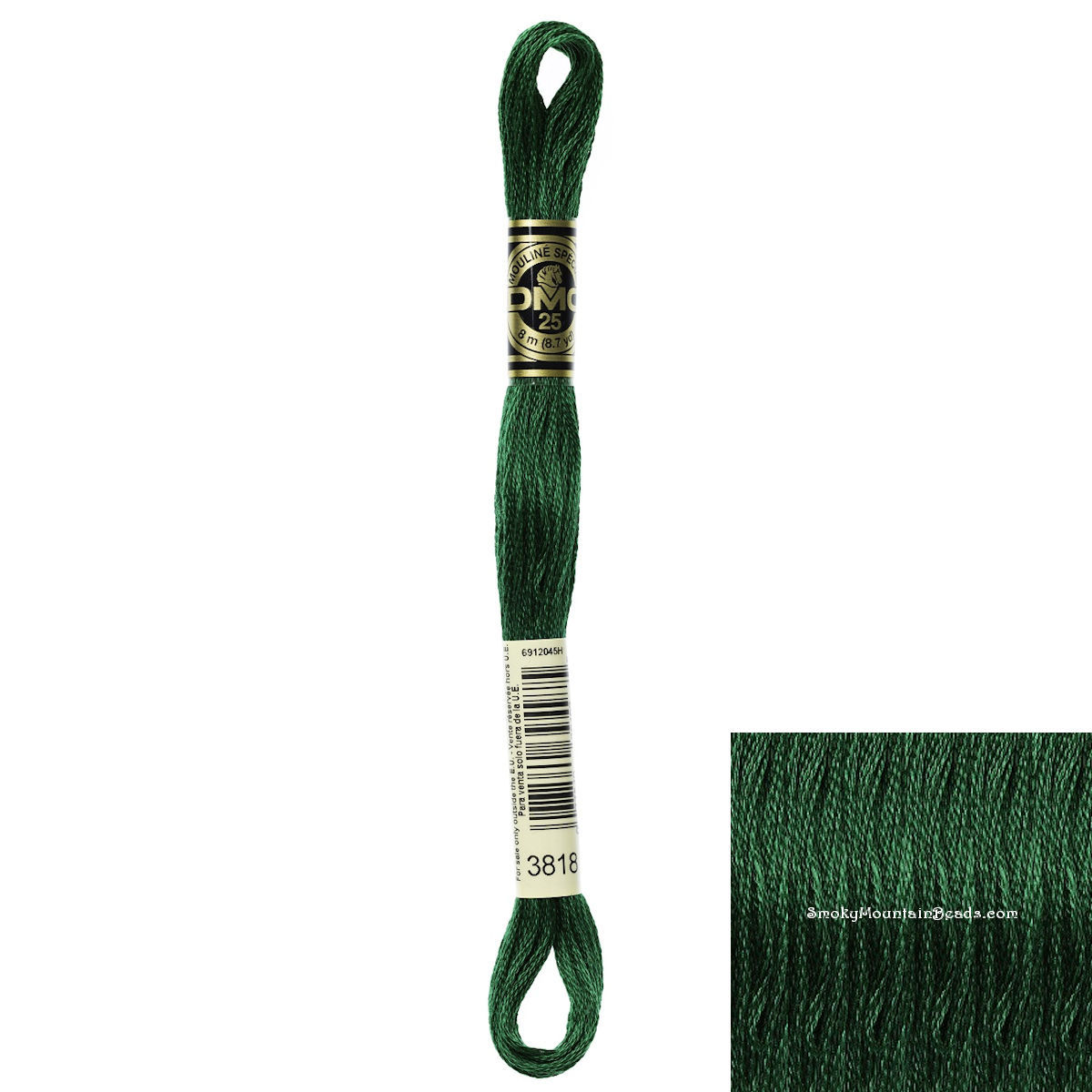 3818 • Emerald Green Ultra Very Dark Floss • DMC | SmokyMountainBeads.com