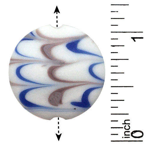 Thumbnail: Lampwork Flat Puffy Round Bead • 22x10mm • 170101LW-2210P-WMB | Smoky Mountain Beads