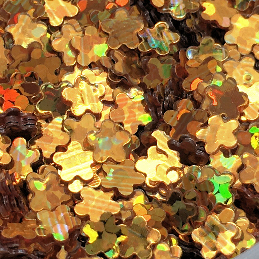Flower Glitter • Gold Holographic • GLITTER-FLOWER-GLD | SmokyMountainBeads.com