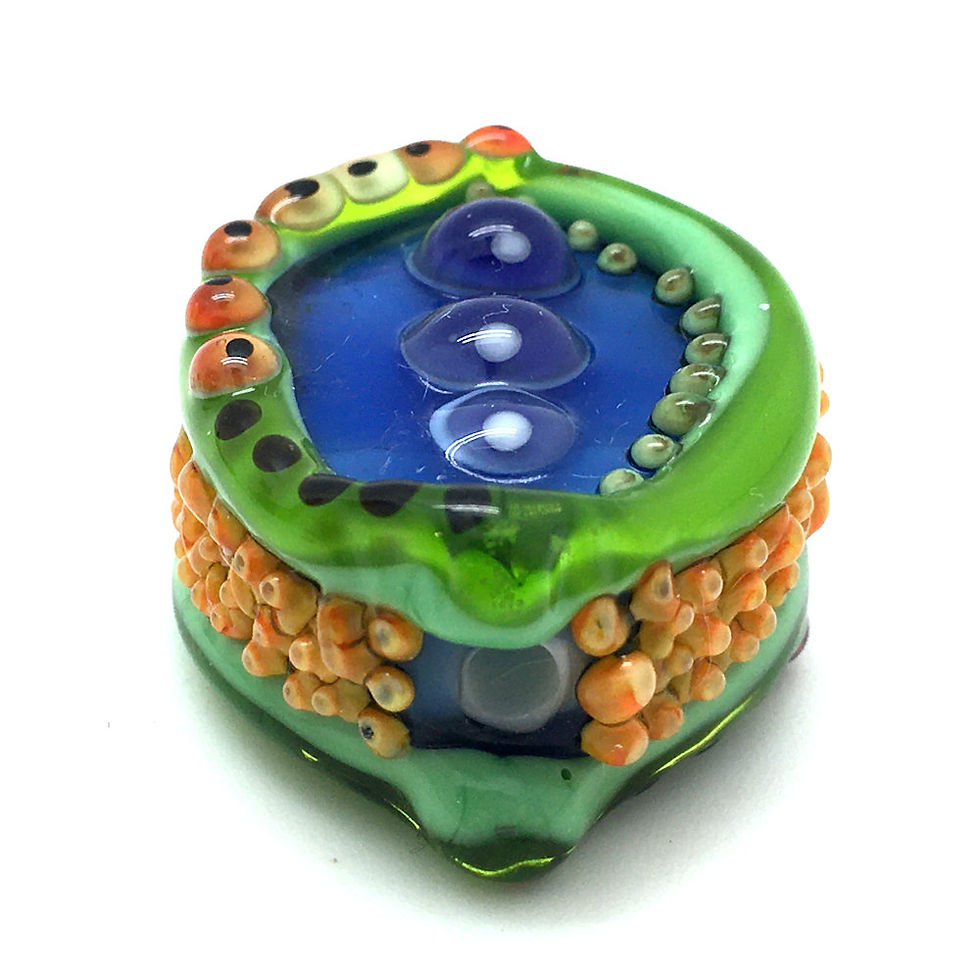 Thumbnail: Evil Eye Lampwork Bead by Lori Greenberg • 36x26x16mm • 194100LG-BGEE-362616 | Smoky Mountain Beads