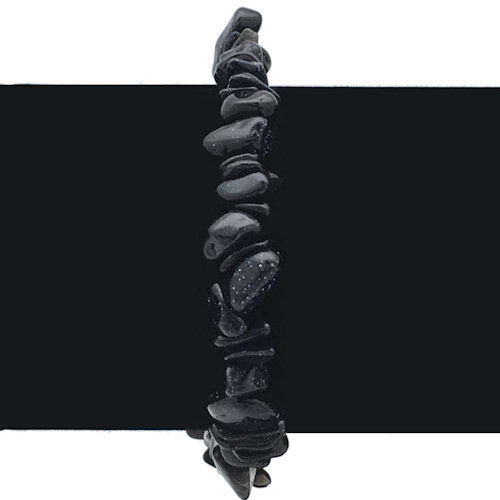 Thumbnail: Blue Goldstone Chip Bracelet • BR-50000GSB-7 | SmokyMountainBeads.com