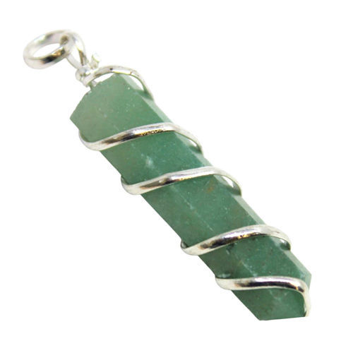 Thumbnail: NE-51058AVG Aventurine Wire-Wrapped Point Necklace | SmokyMountainBeads.com