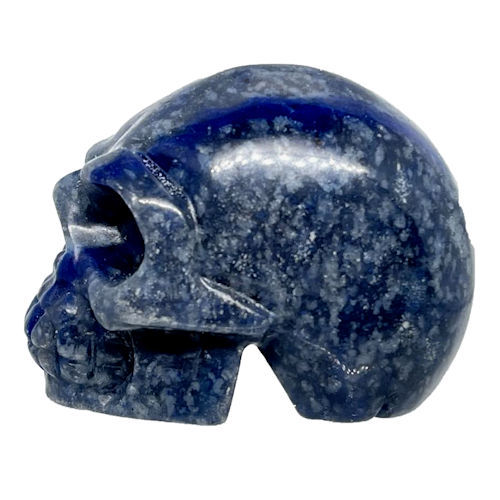 Thumbnail: 96DU-94-1 • Dumortierite in Quartz Realistic Skull 50x33x38mm ~ 94.1 grams | SmokyMountainBeads.com