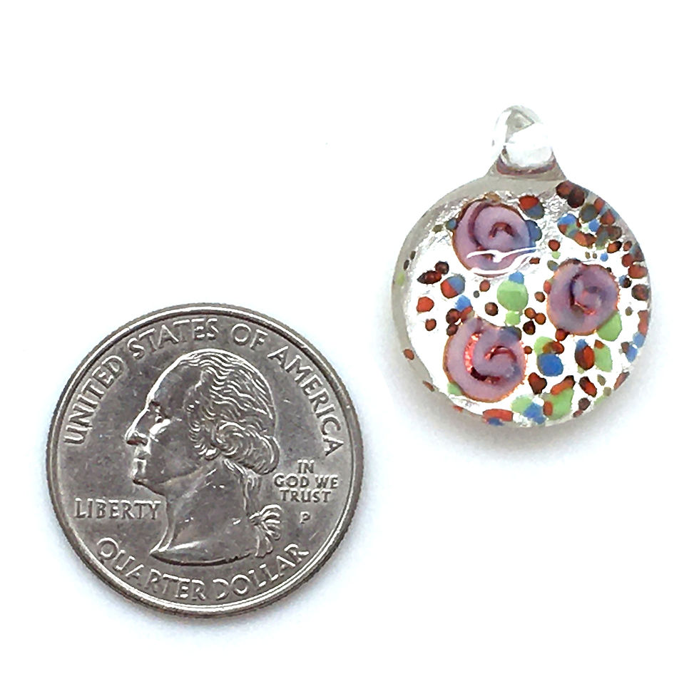 Thumbnail: Round Pendant • Vintage Roses Lampwork • 5.6 grams ~ 25x20x10mm | Smoky Mountain Beads