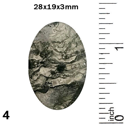 Thumbnail: #4 55MOS-69-2819F Moss Agate Flat Oval Cabochon 28x19x3mm | SmokyMountainBeads.com