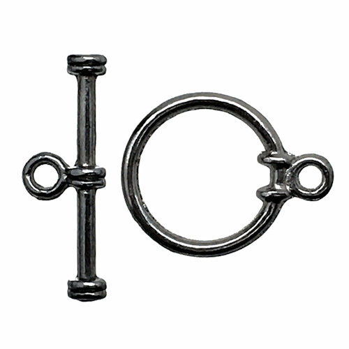 Thumbnail: 44TOG-70-1513-13 • Round Toggle Clasp • 15x13mm • Gunmetal-Plated | Smoky Mountain Beads