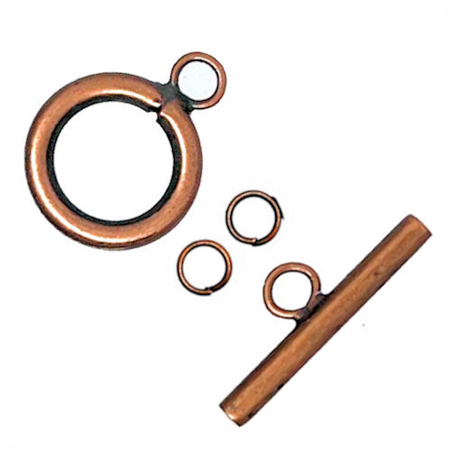 44TOG-70-1612-18 • Toggle Clasp • Twisted Round • 16x12mm • Antiqued Copper-Plated Pewter | Smoky Mountain Beads