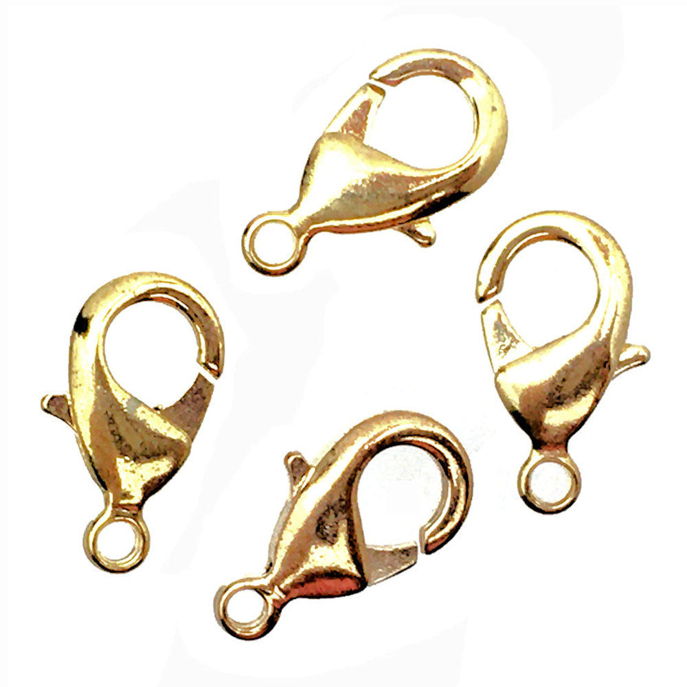 Lobster Claw Clasps • Gold-Plated • 15x8mm • 44LOB-1508-25 | SmokyMountainBeads.com