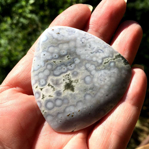 Thumbnail: 55100Jo-73-55525 • Ocean Jasper Triangle Cabochon • 55x52x5mm | SmokyMountainBeads.com