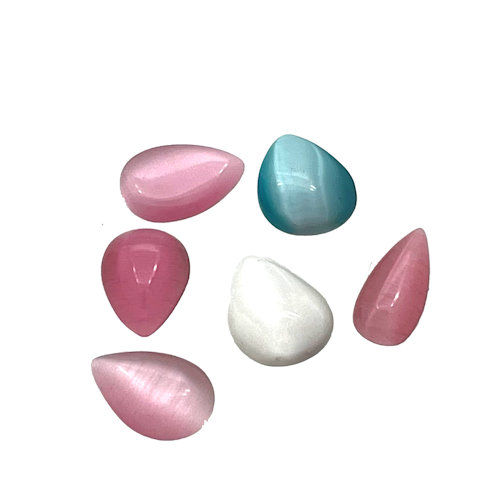 55100CE-77-1011MIX • Cats Eye Teardrop Cabochon • 10x7x2mm to 11x5x2mm | Smoky Mountain Beads