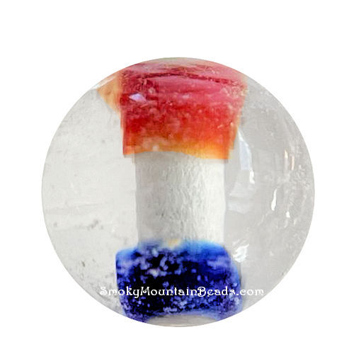 170LW-08CRB-V • Lampwork Round Bead • Red White Blue Clear • 8mm | Smoky Mountain Beads