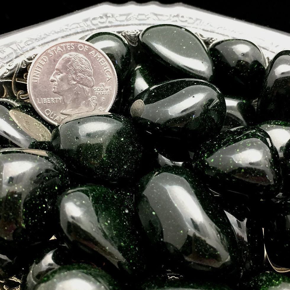 Thumbnail: 50004GSG • Green Goldstone Tumbles • Large | SmokyMountainBeads.com