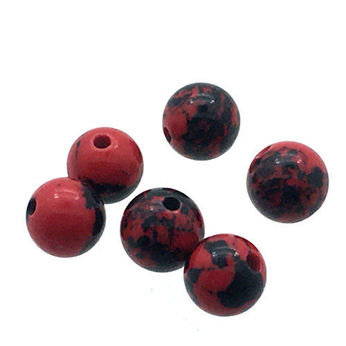 Thumbnail: 170100SYN-06RB • Synthetic Resin Round Beads • Red/Black • 6mm | SmokyMountainBeads.com