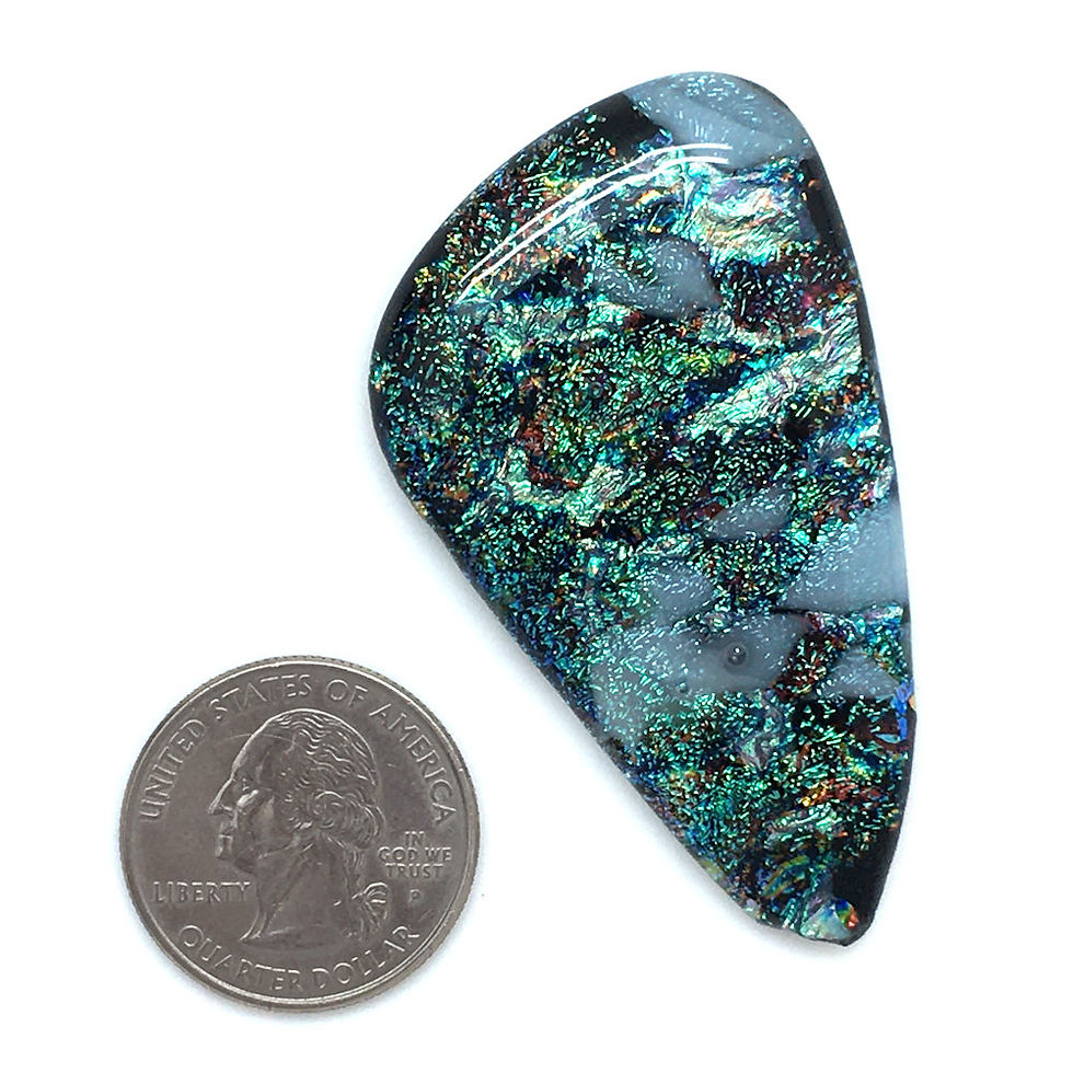 Thumbnail: Freeform Triangle Dichroic Lampwork Cabochon • 55100DCG-20-9 | Smoky Mountain Beads
