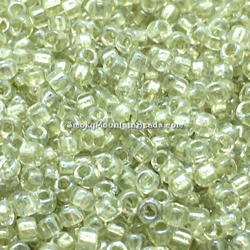 11-707 • Light Peridot-Lined Crystal • 11/0 Seed Beads | SmokyMountainBeads.com