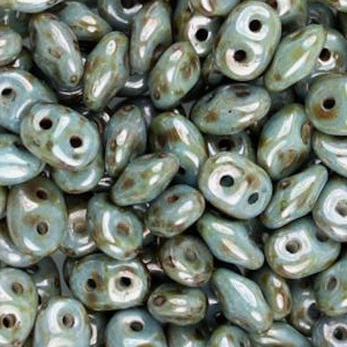 Thumbnail: SD25-03000-65431 • Chalk Lazure Blue • SuperDuo 2.5x5mm | SmokyMountainBeads.com