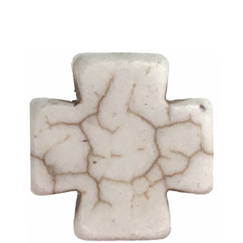 125100MA-F2020SWISS-WHT • Magnesite Swiss Cross Bead • 20x20x5mm | SmokyMountainBeads.com