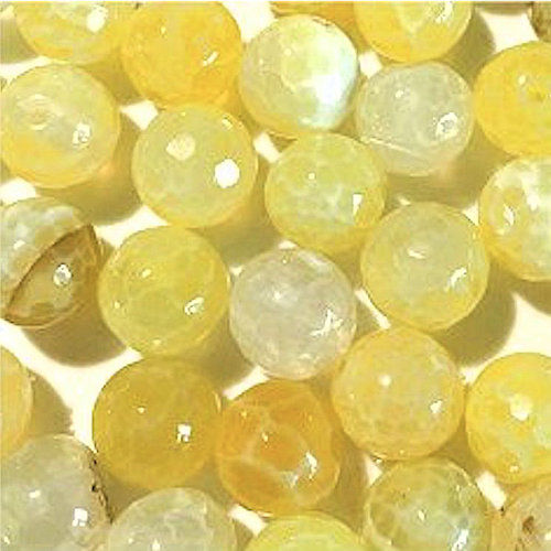 Thumbnail: 170100AGC-C08YLW • Crackle Agate Faceted Round Beads • 8mm | SmokyMountainBeads.com