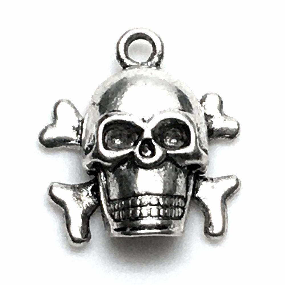 Skull with Crossbones Charm • 18x17mm • 26110MTL-1817-12 | SmokyMountainBeads.com