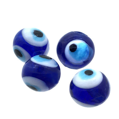 Thumbnail: 170EE-10-BLU • Lampwork Evil Eye Round Beads • 10mm | Smoky Mountain Beads