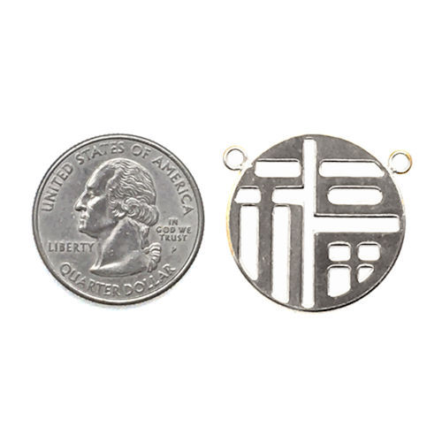 Thumbnail: Luck Symbol Link • 26x0.7mm •  Silver-Plated • 33LINK-452607-11 | SmokyMountainBeads.com