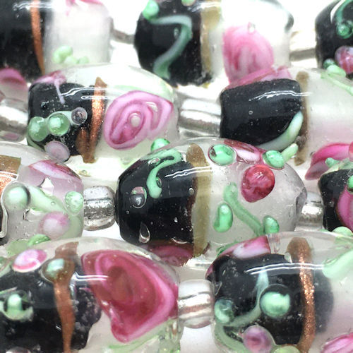 Thumbnail: 169LW-37-1412-PCB • Lampwork Oval Beads • 14x12mm | Smoky Mountain Beads