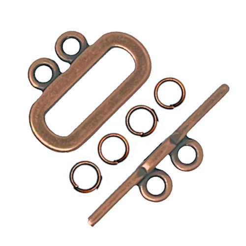 44TOG-69-1116-18 • Toggle Clasp • Flat Oval • 2-Strand • 11x16mm • Antique Copper-Plated | Smoky Mountain Beads