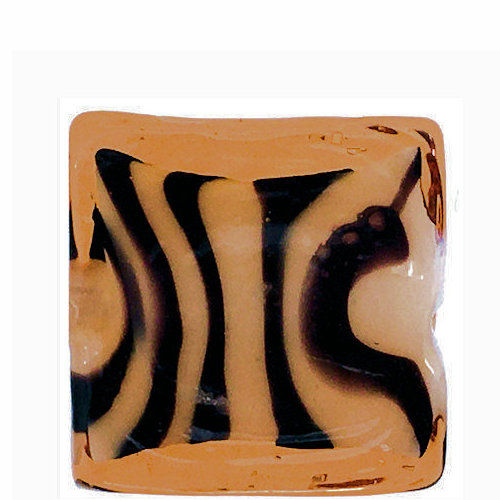 Lampwork Tiger Stripe Flat Square • 16x6mm • 183101LW-1616-TIG | Smoky Mountain Beads