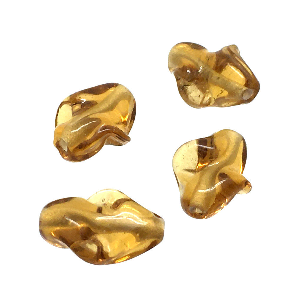 Medium Topaz Flat Oval Twist Czech (4) • 11x14mm • 294F-1114-1006 | Smoky Mountain Beads