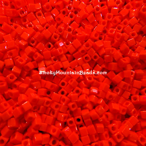 SB18-407 Opaque Vermillion Red 1.8mm Cubes 1.8mm Cube Beads | smokymountainbeads.com