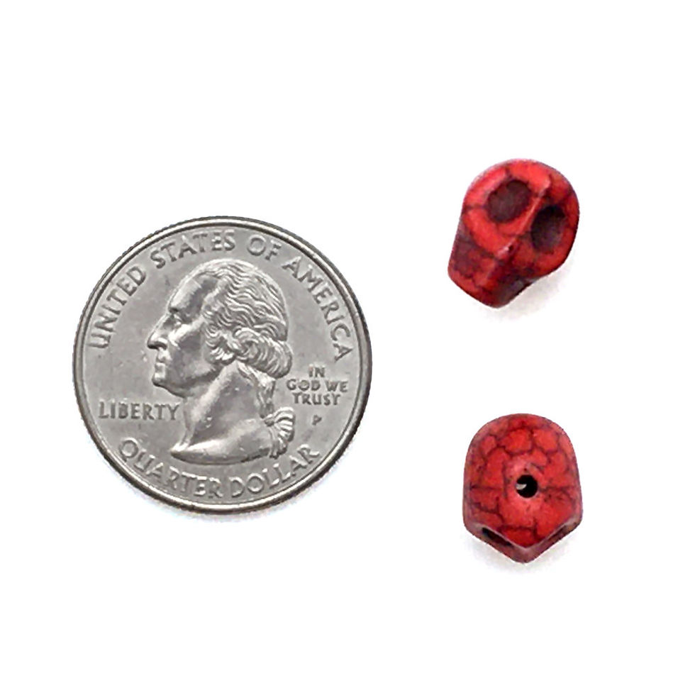 Thumbnail: Magnesite Skull Beads • Red • 10x12mm (2) • SKULL12-1210RD | SmokyMountainBeads.com