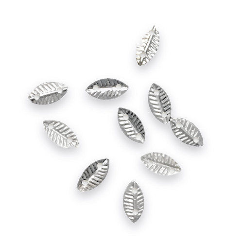 Leaf Links • 9x5mm (10) • Silver-Plated • 33LINK-370905-11 | SmokyMountainBeads.com